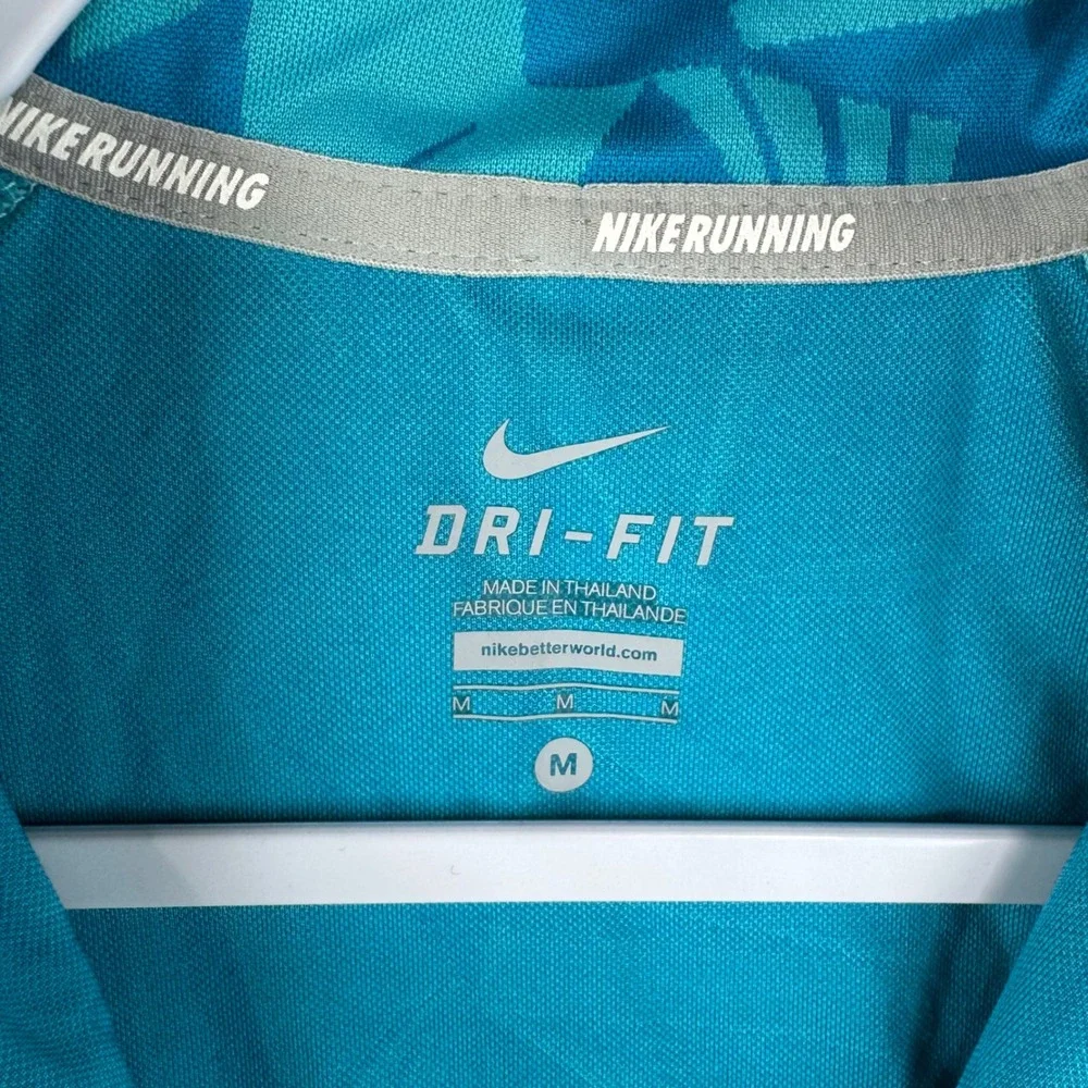 Nike Womens Dri-FIT‎ Running Half-Zip Pullover Teal Geometric Shard Size M